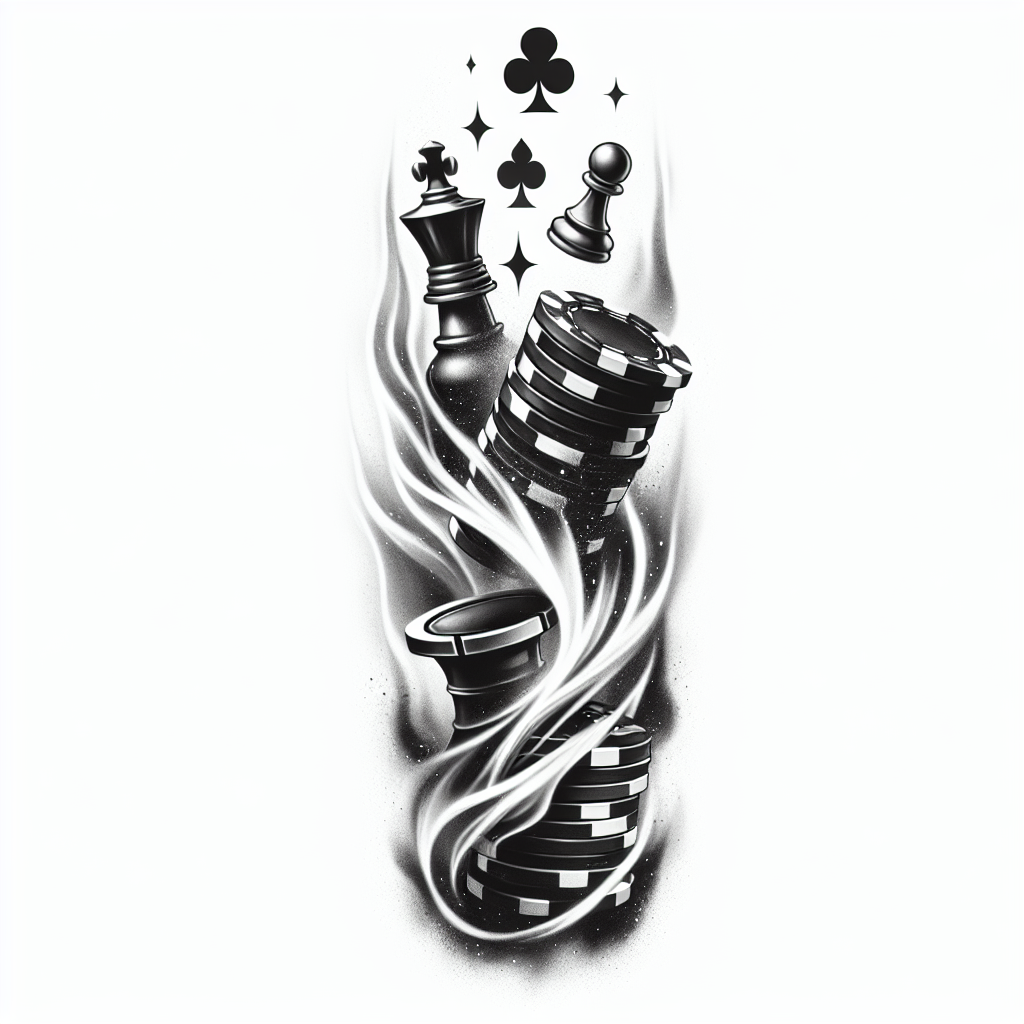Realism "Poker Chips And Chess Piece" Tattoo Design | TattooCanvas.com